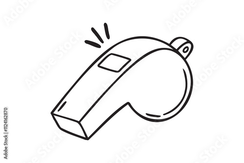whistle doodle hand drawn icon. Outline drawing sport whistle line clipart symbol