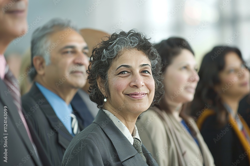 Portrait of a smiling businesswoman in front of a group of people Portrait of a smiling businesswoman in front of a group of people
