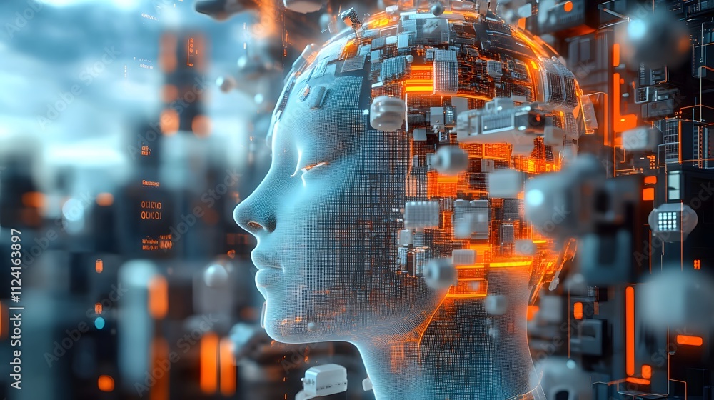 Illustration of a machine learning process featuring artificial intelligence, deep data mining, and machine learning as components of modern computer technology concepts, portrayed in a 3D rendering,
Illustration of a machine learning process featuring artificial intelligence, deep data mining, and machine learning as components of modern computer technology concepts, portrayed in a 3D rendering,