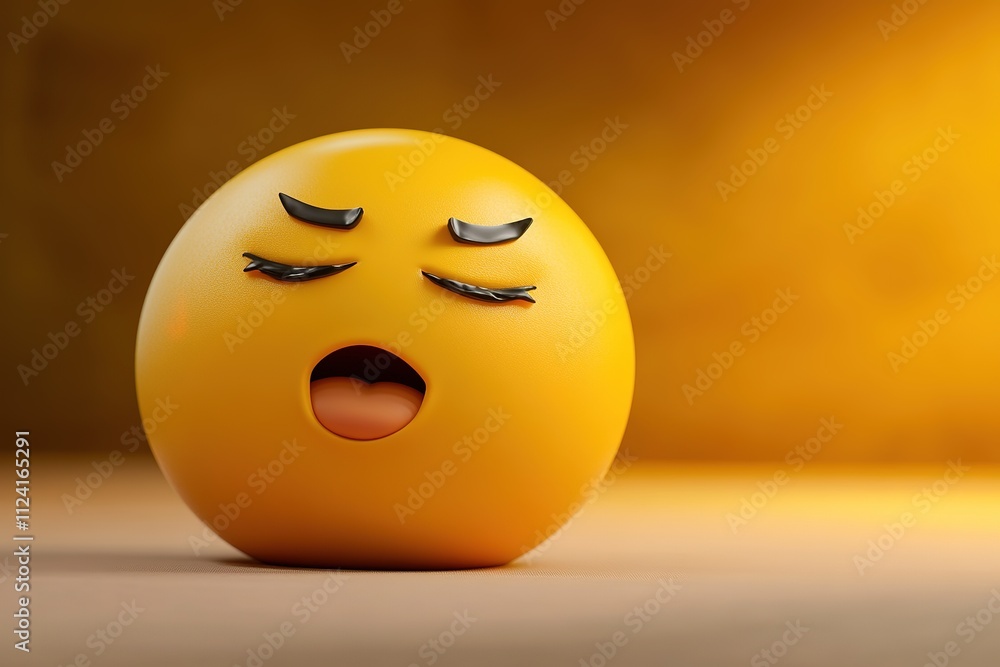 A Yawning Yellow Emoticon With Black Eyelashes A Yawning Yellow Emoticon With Black Eyelashes