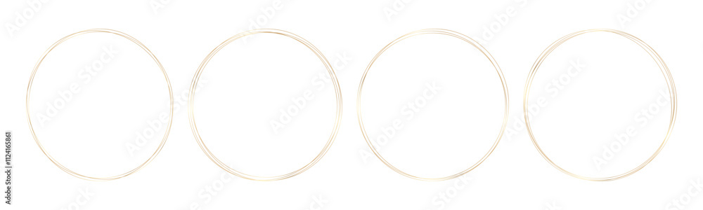 Luxury thin gold round frames. Elegant circle, round borders with double stroke for certificates, story templates, invitations, modern linear minimalist design. Vector illustration. Luxury thin gold round frames. Elegant circle, round borders with double stroke for certificates, story templates, invitations, modern linear minimalist design. Vector illustration.
