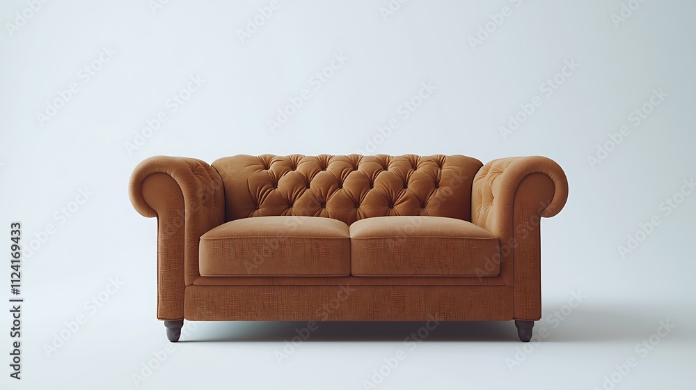 A brown couch with a white background A brown couch with a white background