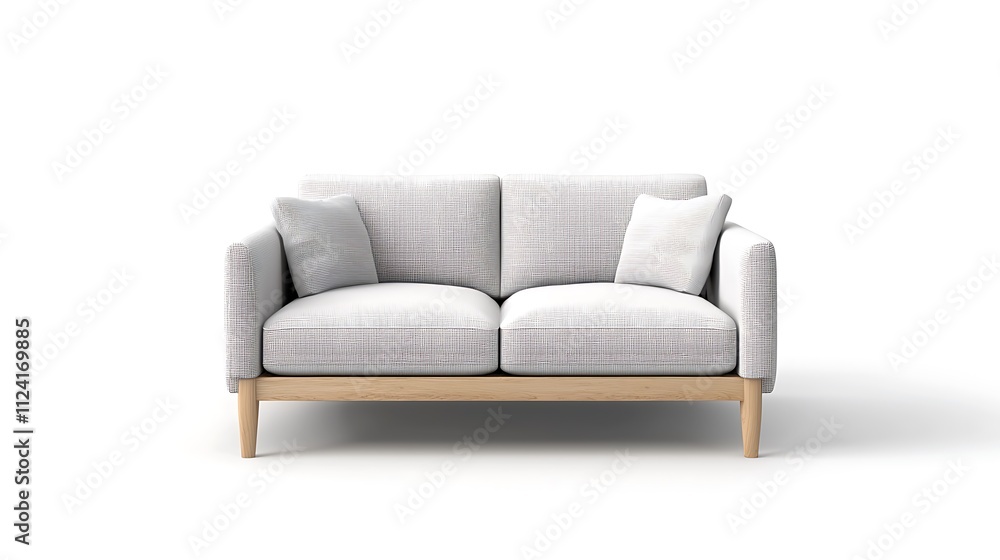 A white couch with a patterned fabric and pillows A white couch with a patterned fabric and pillows