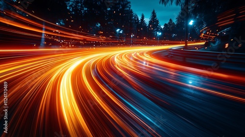 High Definition POV Shot of Track with Light Trails