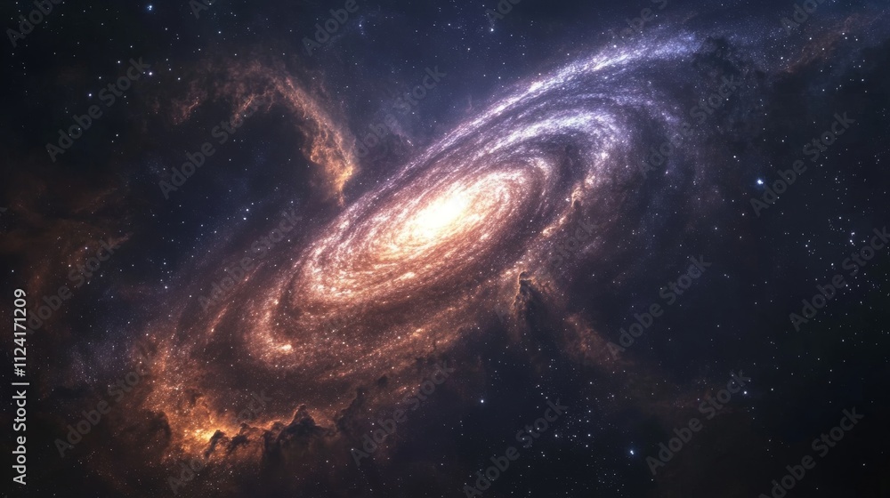 Fototapeta premium Stunning cosmic galaxy and nebula with star-filled sky and glowing energy