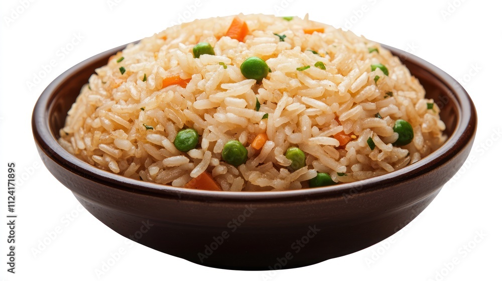 Bowl of freshly cooked vegetable fried rice Bowl of freshly cooked vegetable fried rice
