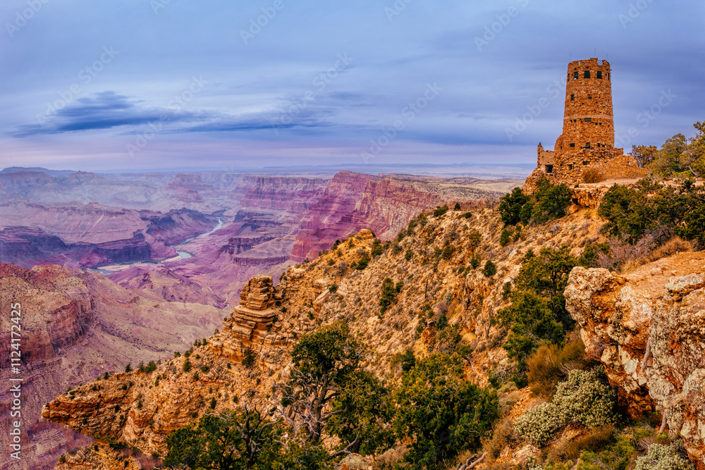 Fototapeta premium Grand Canyon Watchtower at dusk