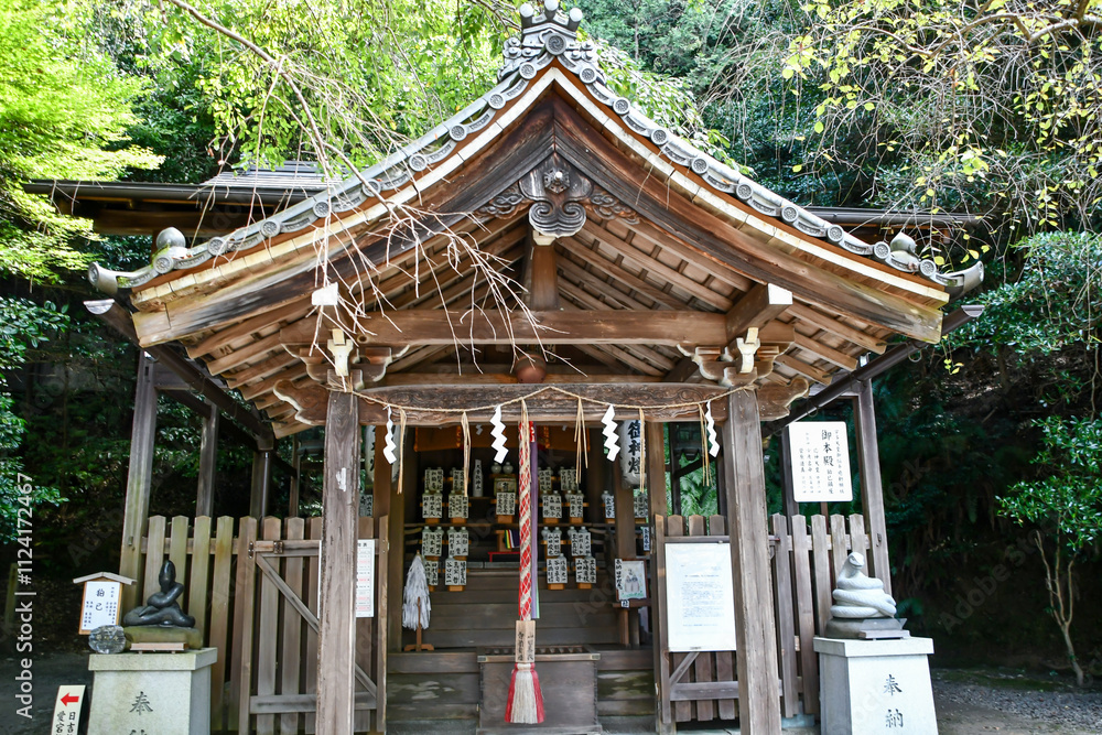 Naklejka premium 京都 哲学の道 大豊神社本殿と狛へび