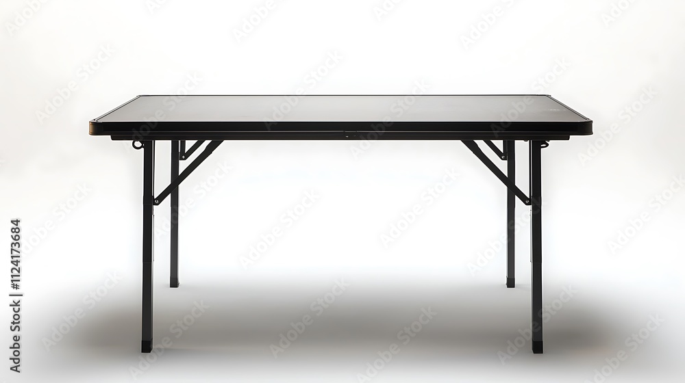 A black folding table with a white background A black folding table with a white background
