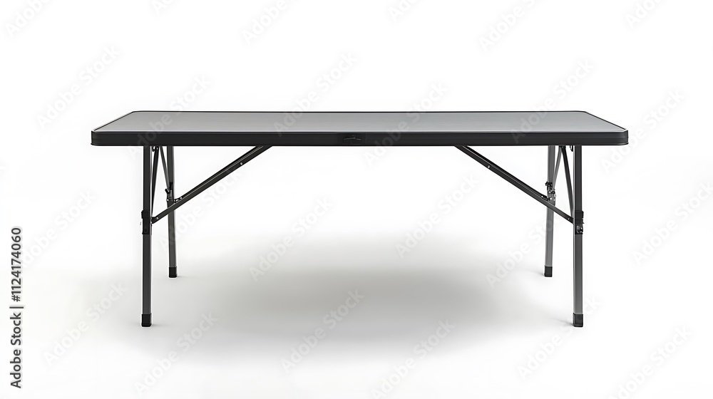 A black folding table with a white background A black folding table with a white background