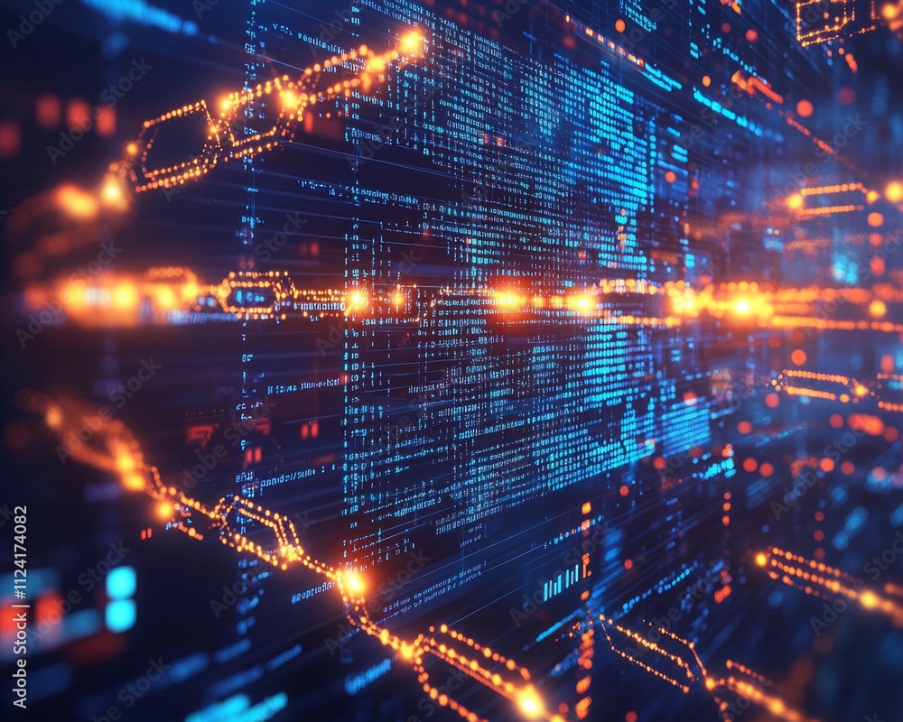 Obraz premium Abstract Blockchain Technology Concept Illustration