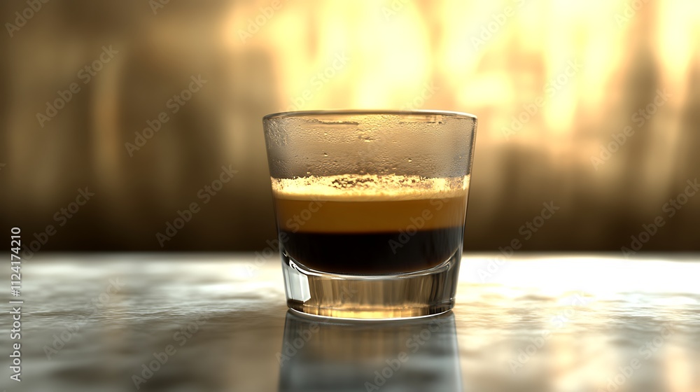 Layered Espresso Drink In A Small Glass Layered Espresso Drink In A Small Glass