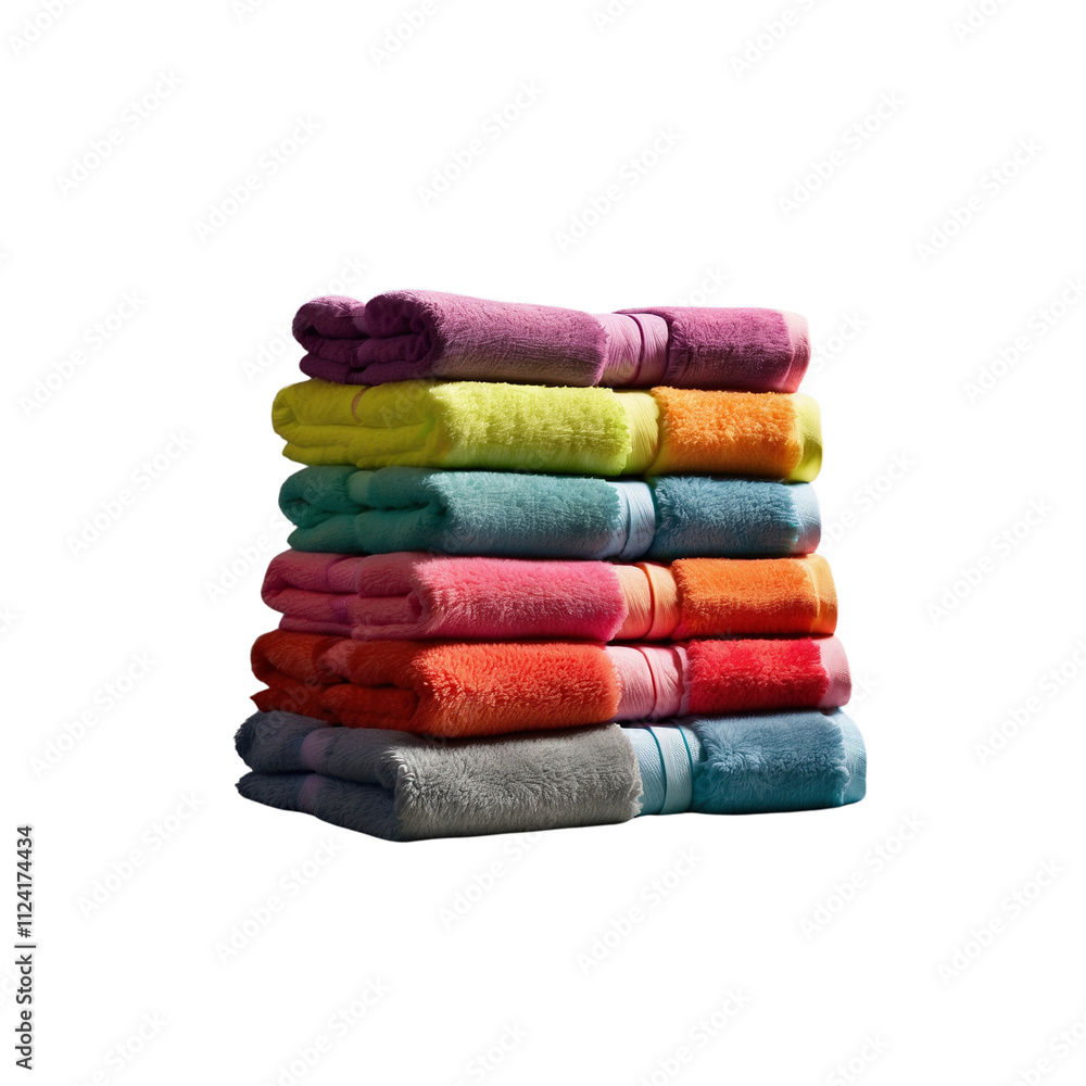 Towels in a minimalist bathroom on Transparent Background Towels in a minimalist bathroom on Transparent Background
