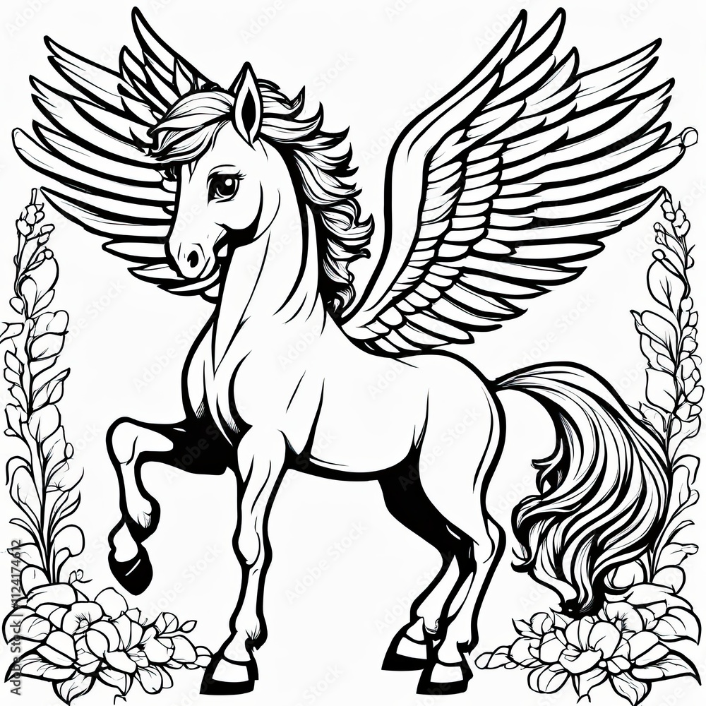 A cute, magical unicorn with wings, prancing and ready to take flight. A cute, magical unicorn with wings, prancing and ready to take flight.
