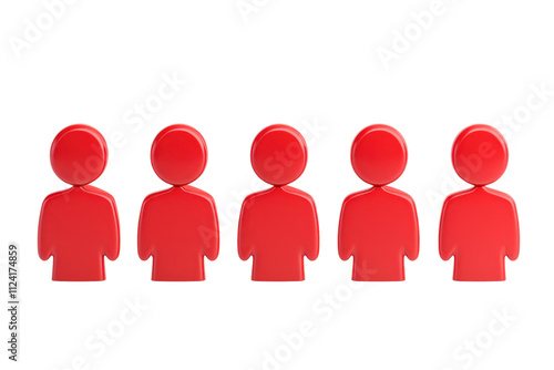 Five red figures arranged in a row, representing a group or team.