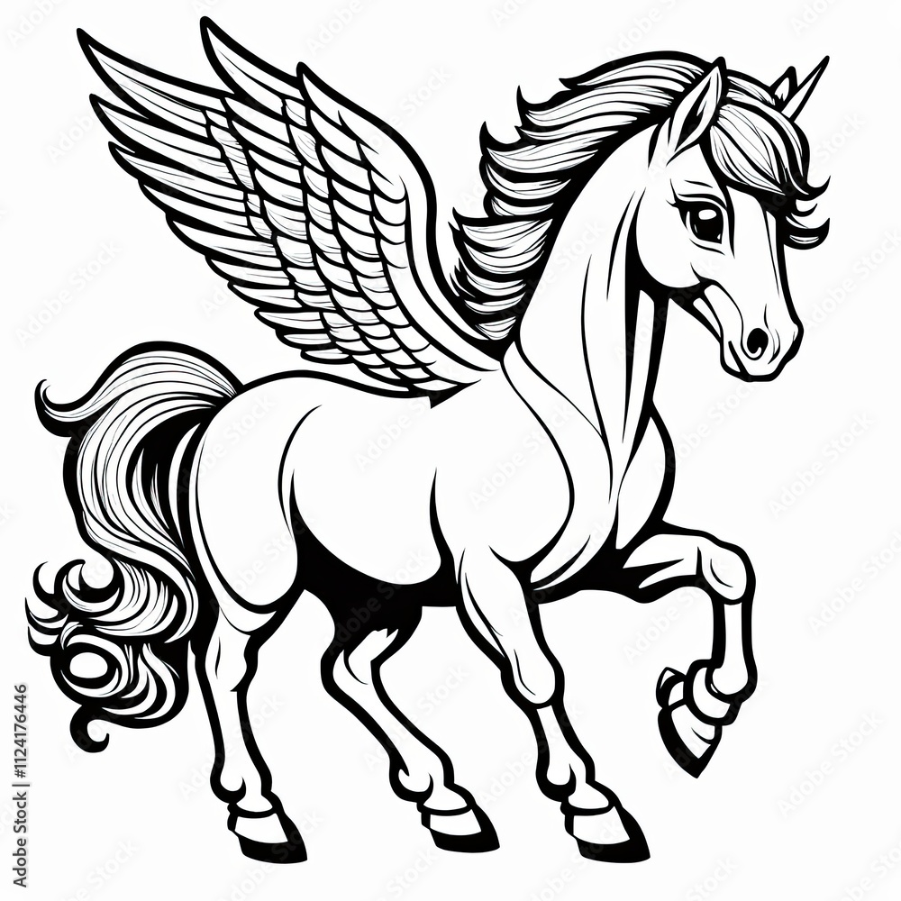 A cute, magical unicorn with wings, prancing and ready to take flight. A cute, magical unicorn with wings, prancing and ready to take flight.
