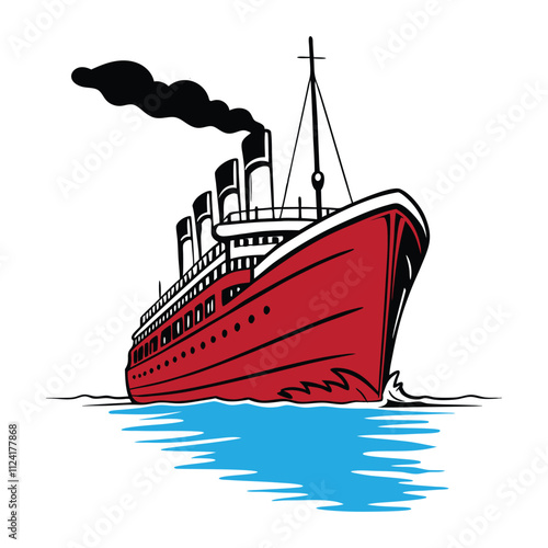 Cruise Ship vector silhouette Illustration: Nautical Adventure Design