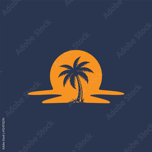 palm tree island logo vector