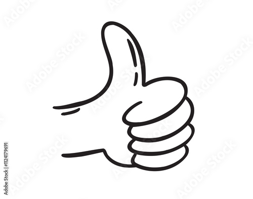  Thumb up hand gesture hand drawn doodle symbol. Drawing line thumb up sketch clipart icon. 