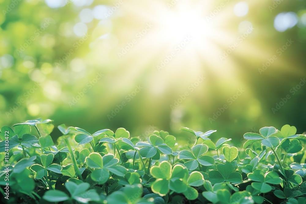 Lush Green Clover Plants Basking In Sunlight Lush Green Clover Plants Basking In Sunlight