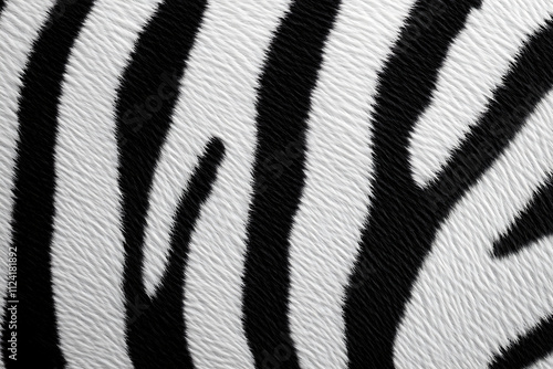 Close-up of zebra stripes showcasing their unique black and white pattern. photo