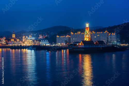 Night view of Laohutan Scenic Attraction in Dalian photo