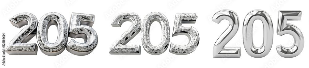 Collection of 205 silver numbers isolated on white or transparent background Collection of 205 silver numbers isolated on white or transparent background