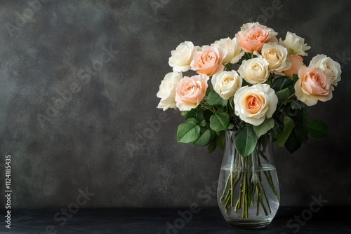 Wallpaper Mural Graceful Arrangement of Polished Pastel Roses in a Clear Vase for Elegant Home Decor Torontodigital.ca