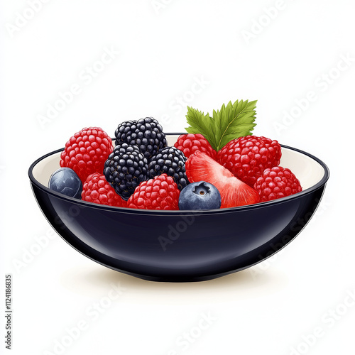 Fresh berries in bowl create vibrant and healthy snack option