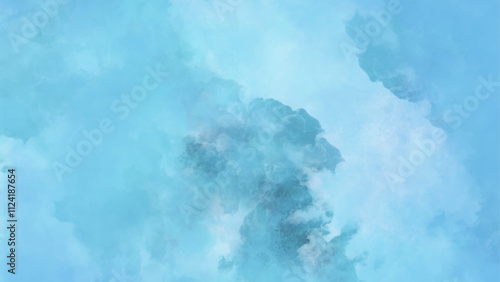 Bright and shinny cloudy sky blue watercolor background. Abstract soft blue watercolor background.