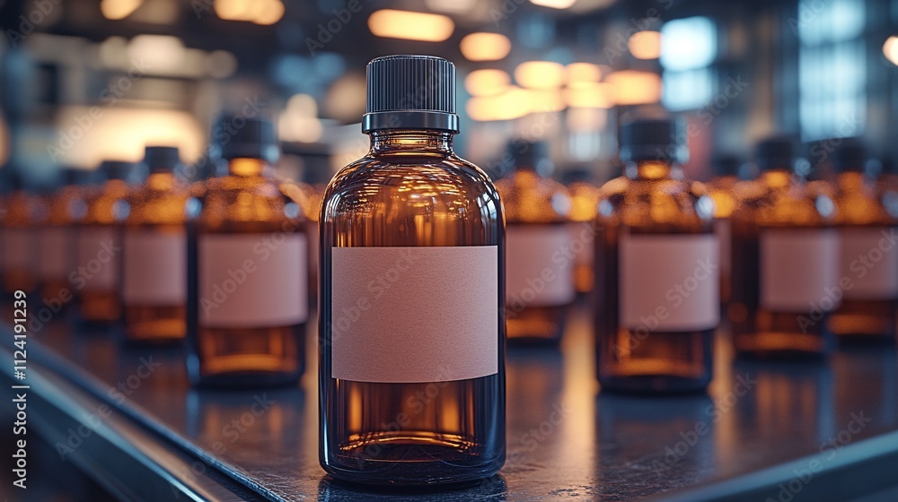 Sleek Minimalist Amber Bottle Composition Sleek Minimalist Amber Bottle Composition