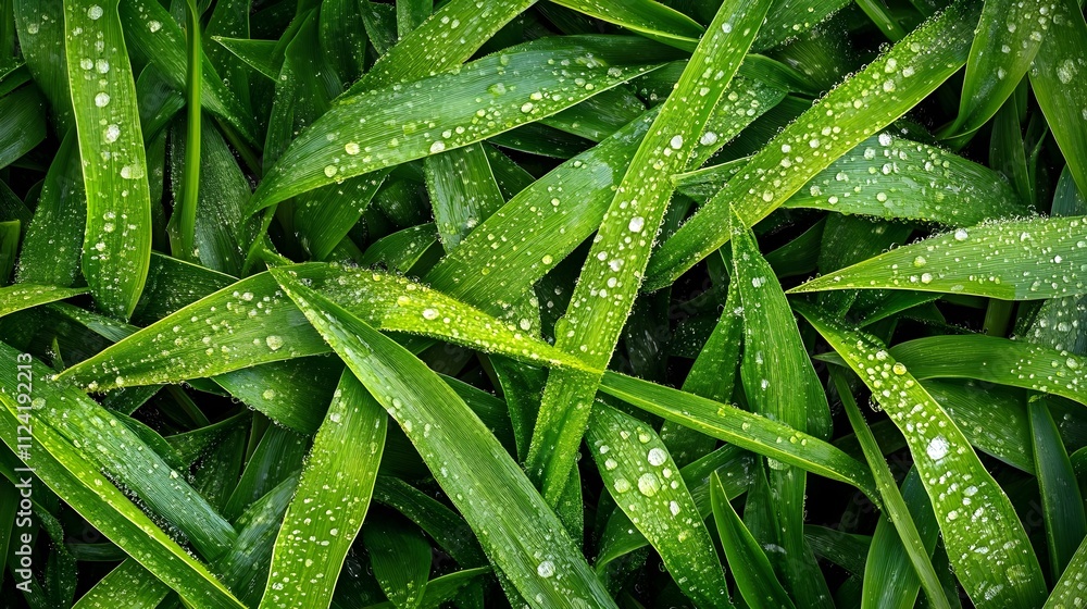 Fresh Green Leaves With Dew Drops Capturing Morning Nature's Beauty Fresh Green Leaves With Dew Drops Capturing Morning Nature's Beauty