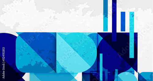 Squares, circles and triangles and grainy noisy texture. Vector Illustration For Wallpaper, Banner, Background, Card, Book Illustration, landing page