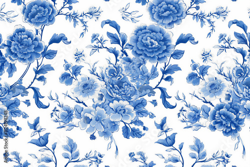 シノワズリのイラスト背景、chinoiserie、花と物の模様