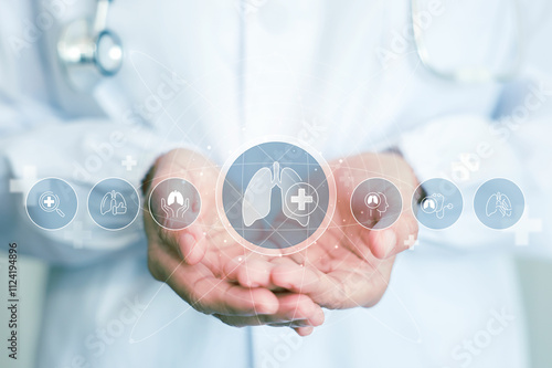  Health care and medical about lungs. respiratory disease, lung cancer, bronchitis, bronchial asthma, tuberculosis, pneumonia, hospital. world no tobacco day. lung disease treatment for hospital.