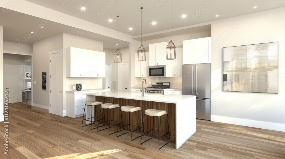 Stylish Kitchen Design with Island Bar and Cabinet Storage for Cookware Stylish Kitchen Design with Island Bar and Cabinet Storage for Cookware