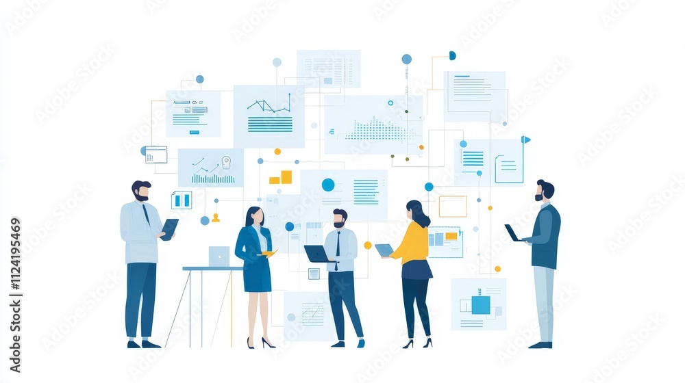 Business People Analyzing Data and Charts on Whiteboard, Collaboration and Teamwork Concept Business People Analyzing Data and Charts on Whiteboard, Collaboration and Teamwork Concept