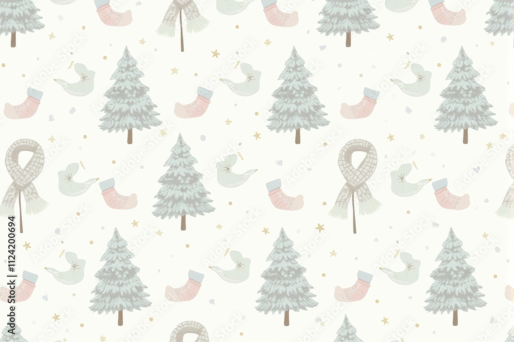 A cozy snow-themed Christmas pattern showcasing intricate snowflakes, soft winter tones, and snowy trees for a warm, festive design.. A cozy snow-themed Christmas pattern showcasing intricate snowflakes, soft winter tones, and snowy trees for a warm, festive design..