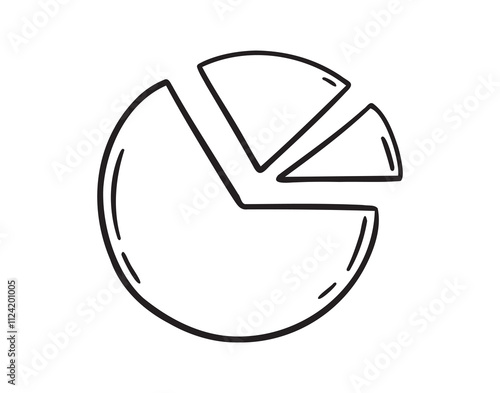 four sectional pie chart doodle hand drawn icon. Outline drawing sectional pie chart line clipart symbol