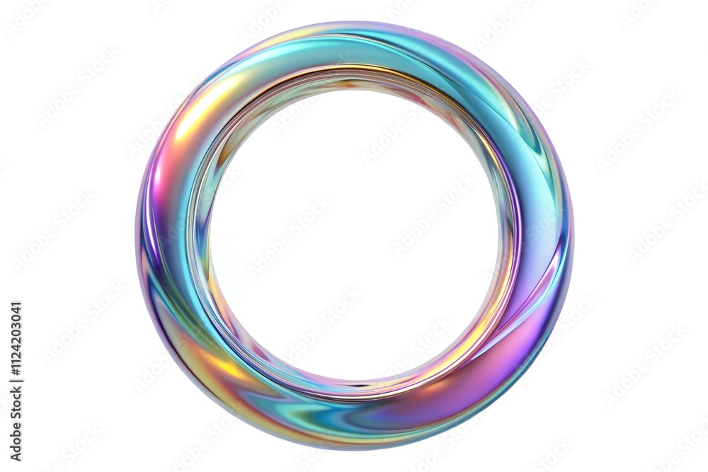 ring frame fluid holographic Iridescent 3d render icon isolated on white background ring frame fluid holographic Iridescent 3d render icon isolated on white background