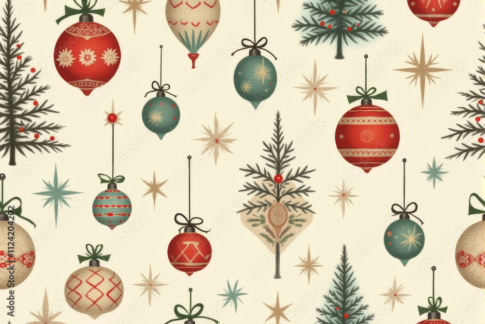 An intricate Christmas pattern featuring detailed baubles, stars, and bells, arranged in a hand-drawn style for a festive seasonal vibe.. An intricate Christmas pattern featuring detailed baubles, stars, and bells, arranged in a hand-drawn style for a festive seasonal vibe..