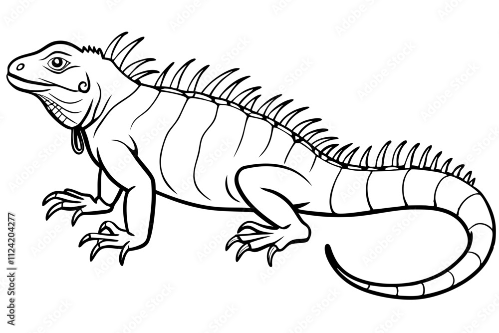 Fototapeta premium Line art of an iguana. Vector illustration 
