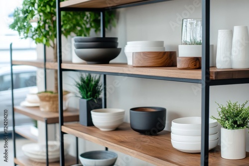 Stylish industrial grid shelves featuring a multi-finish of blackened steel and reclaimed wood for modern interiors.