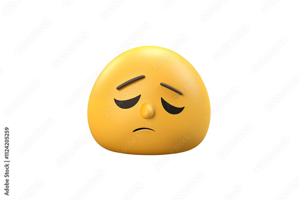 Fototapeta premium 3D Rendering sleepy yellow emoji isolated on transparent background. Generative ai