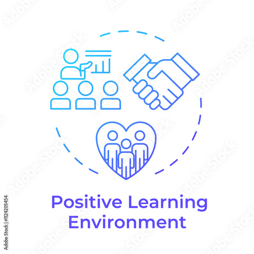 Positive learning environment blue gradient concept icon. Safe classroom atmosphere open for inclusion. Round shape line illustration. Abstract idea. Graphic design. Easy to use in blog post