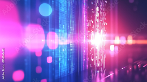 Vibrant digital abstract background with colorful light effects and patterns. image features blend of blue, pink, and purple hues, creating dynamic and energetic atmosphere