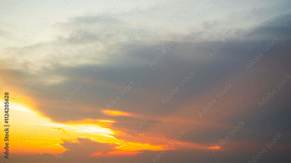 Sky sunset evening background sunrise dusk cloud dramatic orange twilight red warm sunny dawn sunshine romantic calm nature, cloudscape summer autumn spring scene, environment ecosystem energy. Sky sunset evening background sunrise dusk cloud dramatic orange twilight red warm sunny dawn sunshine romantic calm nature, cloudscape summer autumn spring scene, environment ecosystem energy.