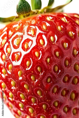 Wallpaper Mural A close-up of a strawberry, focusing on the texture and seeds of the fruit, isolated on a white background Torontodigital.ca