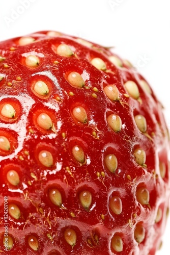 Wallpaper Mural A close-up of a strawberry, focusing on the texture and seeds of the fruit, isolated on a white background Torontodigital.ca