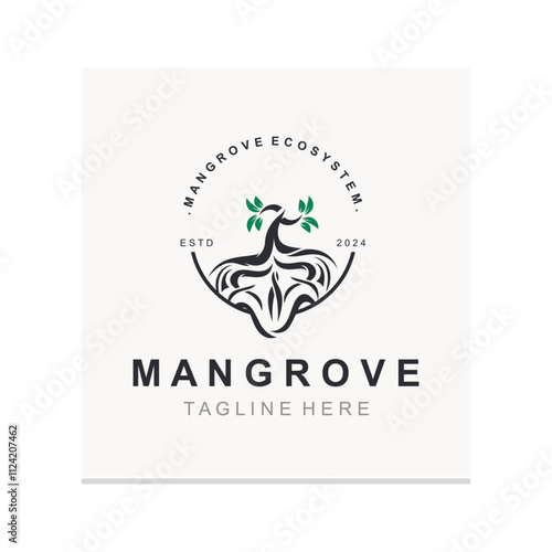 Mangrove tree logo nature design Abstract Minimalist Sign Symbol Environment template photo